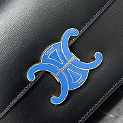 Celine Teen Triomphe Bag In Shiny Calfskin With Enamel Closure Black/Ultra Blue - 18.5x13.5x7cm - 2