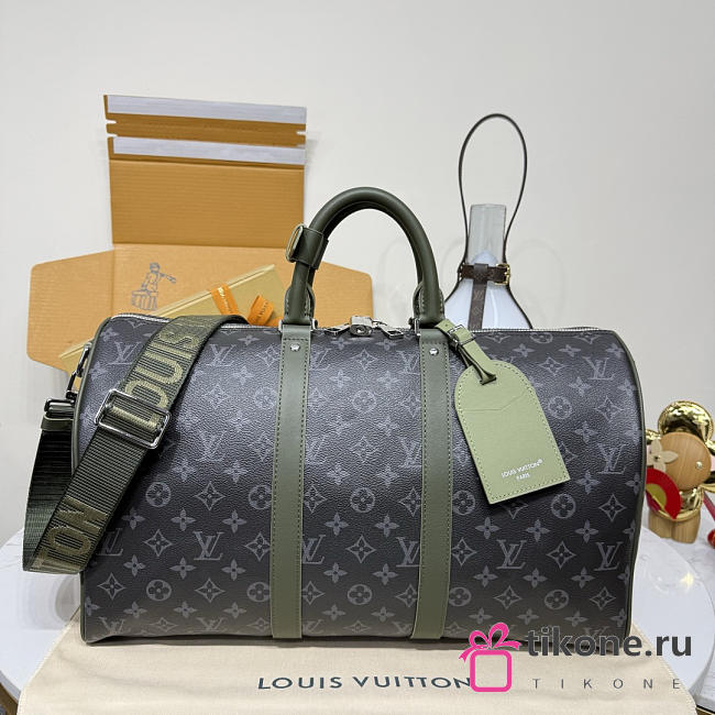 LV Keepall Bandoulière 45 Monogram Eclipse Khaki Green M28837 - 45x27x20cm - 1