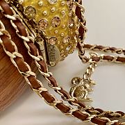 Chanel Acorn Minaudiere Wood, Strass & Gold-Tone Metal Brown & Golden AS6441 - 17x7x7cm - 5