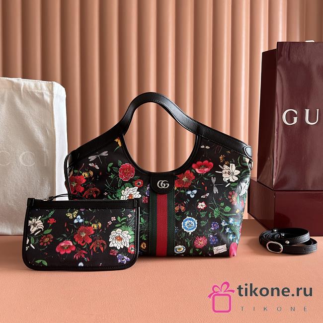 Gucci Giglio Small Tote Bag Black And Multicolor Net ‎860845 - 25x20x15cm - 1