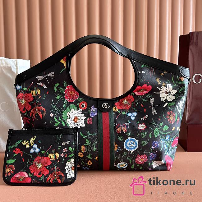 Gucci Giglio Flora Large Tote Bag Black And Multicolor Flora Net - 60x47x16cm - 1