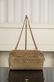 Chanel Maxi Camera Case, Suede Calfskin & Gold-Tone Metal Dark Beige AS6444 - 31.5x18x8cm - 2