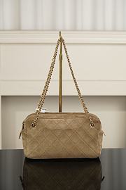 Chanel Maxi Camera Case, Suede Calfskin & Gold-Tone Metal Dark Beige AS6444 - 31.5x18x8cm - 3