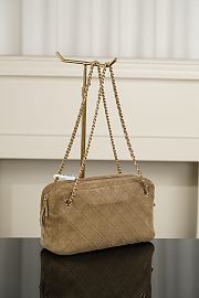 Chanel Maxi Camera Case, Suede Calfskin & Gold-Tone Metal Dark Beige AS6444 - 31.5x18x8cm - 4