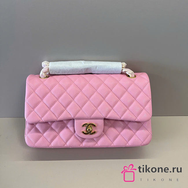 Chanel Classic Light Pink Caviar Gold Hardware Bag - 15.5×25.5×6.5cm - 1