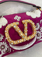 Valentino Garavani Locò Small Embroidered Shoulder Bag With Jewel Logo Purple - 20x11x5cm - 4