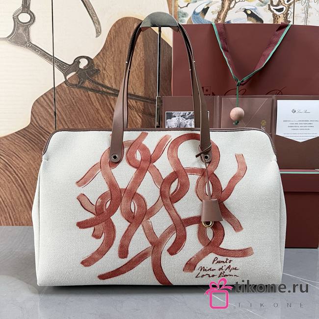 Loro Piana Laguna Shopper Bag in Linen - 48x28x18cm - 1