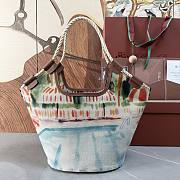 Loro Piana Gioia Shopper Cotton Ivory/Turquoise/Caramel Sugar/Sun Gold (F8EH) - 37x23x30cm - 1