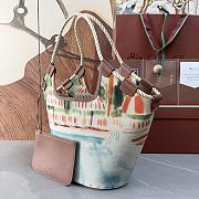 Loro Piana Gioia Shopper Cotton Ivory/Turquoise/Caramel Sugar/Sun Gold (F8EH) - 37x23x30cm - 5