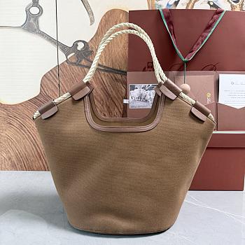 Loro Piana Gioia Shopper Cotton Colour Vicuna/Dark Vicuna/Sun Gold (B5UR) - 37x23x30cm