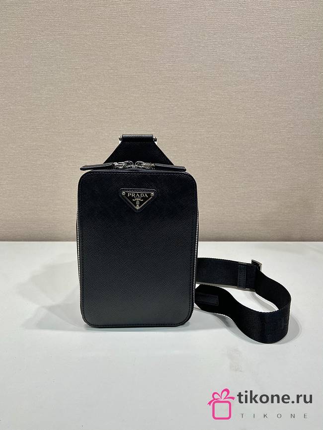 Prada Brique Saffiano Leather Bag Black 2VZ106 - 20x14x4cm - 1