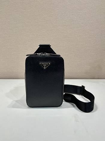 Prada Brique Saffiano Leather Bag Black 2VZ106 - 20x14x4cm