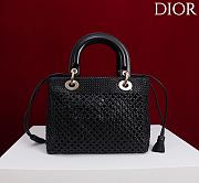 Medium Lady Dior Bag Black Woven Calfskin -  24x21x12cm - 5