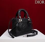 Medium Lady Dior Bag Black Woven Calfskin -  24x21x12cm - 4