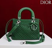Medium Lady Dior Bag Green Woven Calfskin - 24x21x12cm - 1