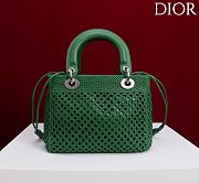 Medium Lady Dior Bag Green Woven Calfskin - 24x21x12cm - 6