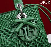 Medium Lady Dior Bag Green Woven Calfskin - 24x21x12cm - 5