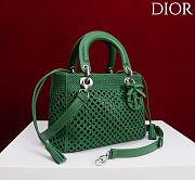 Medium Lady Dior Bag Green Woven Calfskin - 24x21x12cm - 4