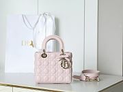 Small Lady Dior Bag with Strap Rose Tendre Cannage Lambskin Bow - 20x18x8cm - 1