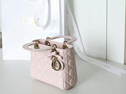 Small Lady Dior Bag with Strap Rose Tendre Cannage Lambskin Bow - 20x18x8cm - 6
