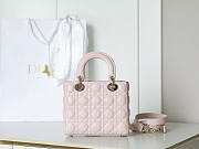 Small Lady Dior Bag with Strap Rose Tendre Cannage Lambskin Bow - 20x18x8cm - 2