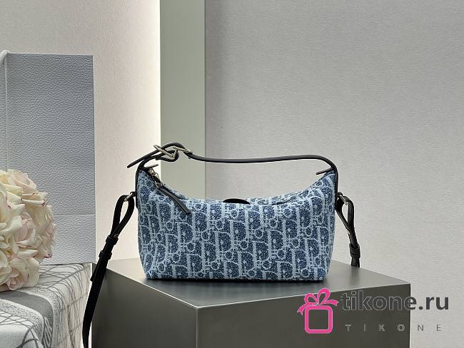 Dioriviera Nomad Pouch Blue Spongy Dior Oblique Fabric - 22x13x9.5cm - 1