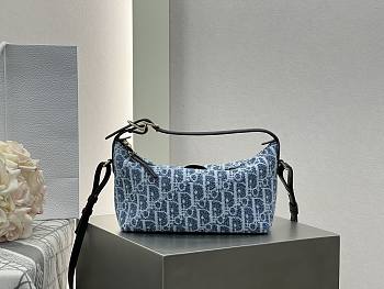 Dioriviera Nomad Pouch Blue Spongy Dior Oblique Fabric - 22x13x9.5cm