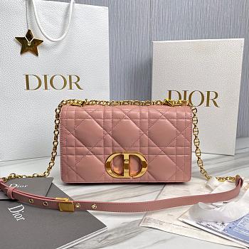 Medium Soft Dior Caro Bag Pink Macrocannage Lambskin - 25x16x9cm