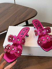 Loewe x Paula'S Ibiza Calfskin Flower Heeled Sandals Pink Fuchsia 45mm  - 5