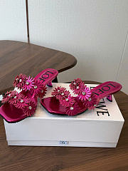Loewe x Paula'S Ibiza Calfskin Flower Heeled Sandals Pink Fuchsia 45mm  - 4