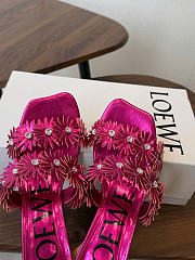 Loewe x Paula'S Ibiza Calfskin Flower Heeled Sandals Pink Fuchsia 45mm  - 3