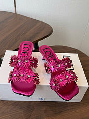Loewe x Paula'S Ibiza Calfskin Flower Heeled Sandals Pink Fuchsia 45mm  - 2