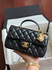 Chanel Mini Flap Top Handle White Caviar Gold Hardware With Charm - 12x20x6.5cm - 1