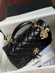 Chanel Mini Flap Top Handle White Caviar Gold Hardware With Charm - 12x20x6.5cm - 6