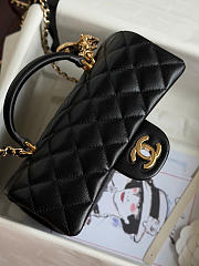 Chanel Mini Flap Top Handle White Caviar Gold Hardware With Charm - 12x20x6.5cm - 4