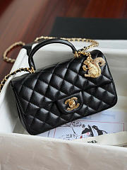 Chanel Mini Flap Top Handle White Caviar Gold Hardware With Charm - 12x20x6.5cm - 3