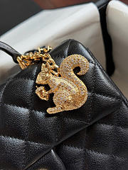Chanel Mini Flap Top Handle White Caviar Gold Hardware With Charm - 12x20x6.5cm - 2