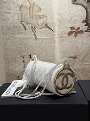 Chanel Tassel Barrel Bag White Velvet Gold Tone  - 1