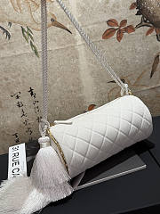Chanel Tassel Barrel Bag White Velvet Gold Tone  - 4