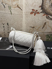 Chanel Tassel Barrel Bag White Velvet Gold Tone  - 3