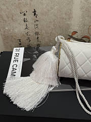 Chanel Tassel Barrel Bag White Velvet Gold Tone  - 2