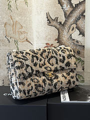 Chanel Maxi Flap Bag Tweed, Mixed Fibers & Gold-Tone Metal Brown, Black & White AS6234 - 38.5x26x11cm - 4