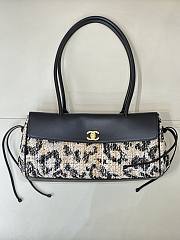 Chanel Small Shopping Bag Tweed, Mixed Fibers, Calfskin & Gold-Tone Metal  Brown, Black & White AS6288 - 32x15x11.5cm - 6