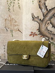 Chanel Maxi Flapbag Suede Calfskin & Gold-Tone Metal Khaki AS6627 - 32x19.5x10cm - 6