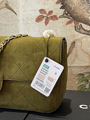 Chanel Maxi Flapbag Suede Calfskin & Gold-Tone Metal Khaki AS6627 - 32x19.5x10cm - 5