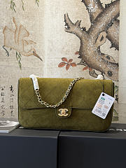 Chanel Maxi Flapbag Suede Calfskin & Gold-Tone Metal Khaki AS6627 - 32x19.5x10cm - 3