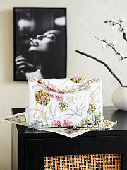 Chanel Classic 11.12 Handbag Embroidered White, Glass Beads, Strass & Gold-Tone Metal A01112 - 25.5x15.5x6.5cm - 3