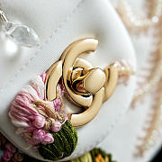 Chanel Classic 11.12 Handbag Embroidered White, Glass Beads, Strass & Gold-Tone Metal A01112 - 25.5x15.5x6.5cm - 6