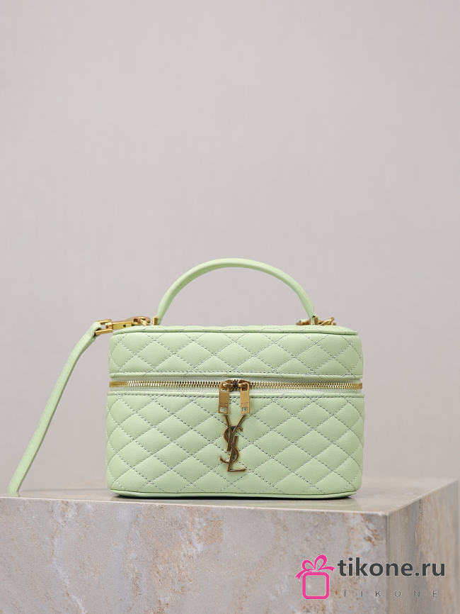 YSL Gaby Vanity Bag In Lamskin Leather Misty Jade - 18x11x6.5cm - 1