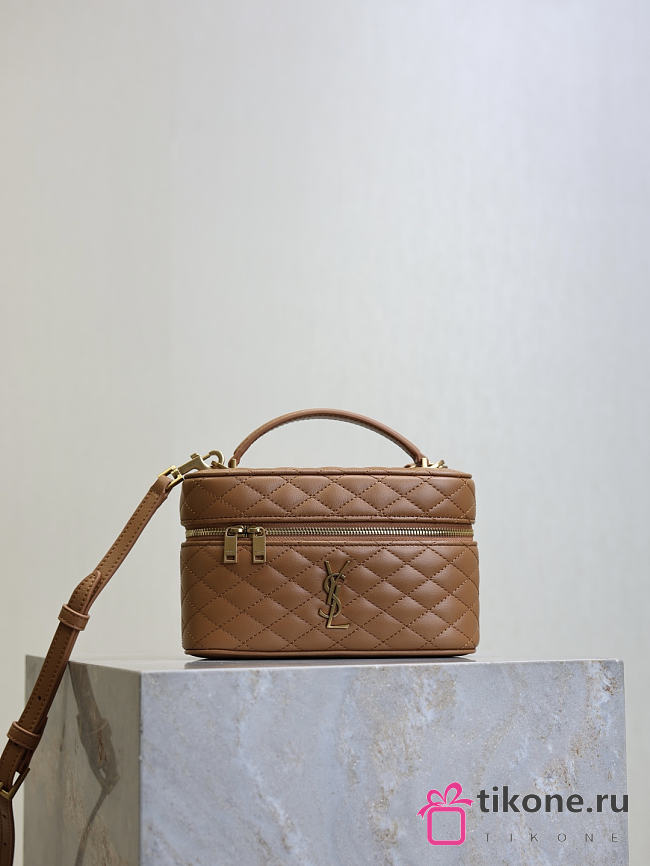YSL Gaby Vanity Bag In Lamskin Leather Fox - 18x11x6.5cm - 1